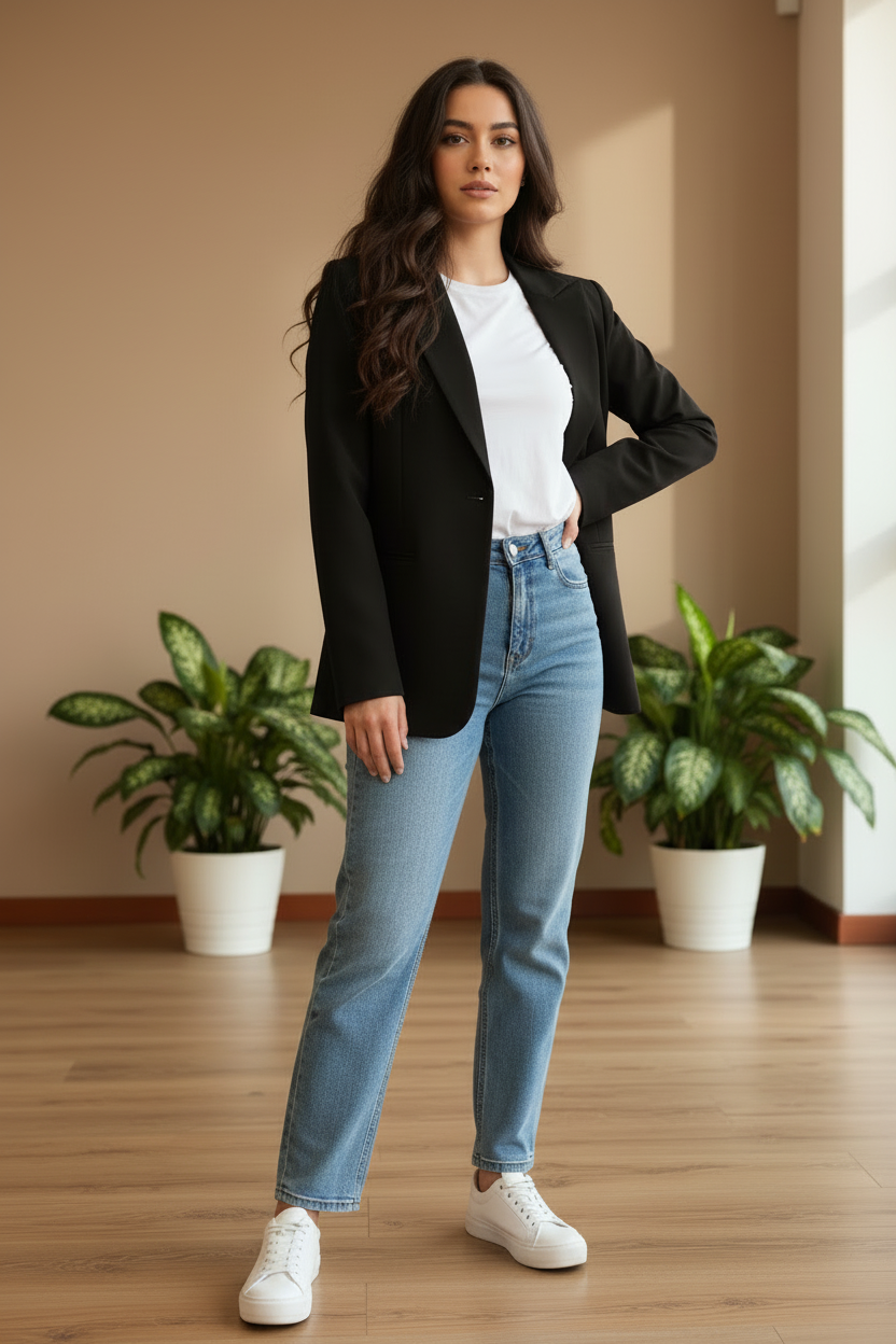 1. Blazer nero - mano sul fianco