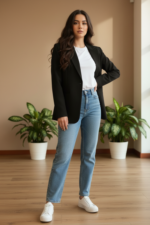 1. Blazer nero - mano sul fianco