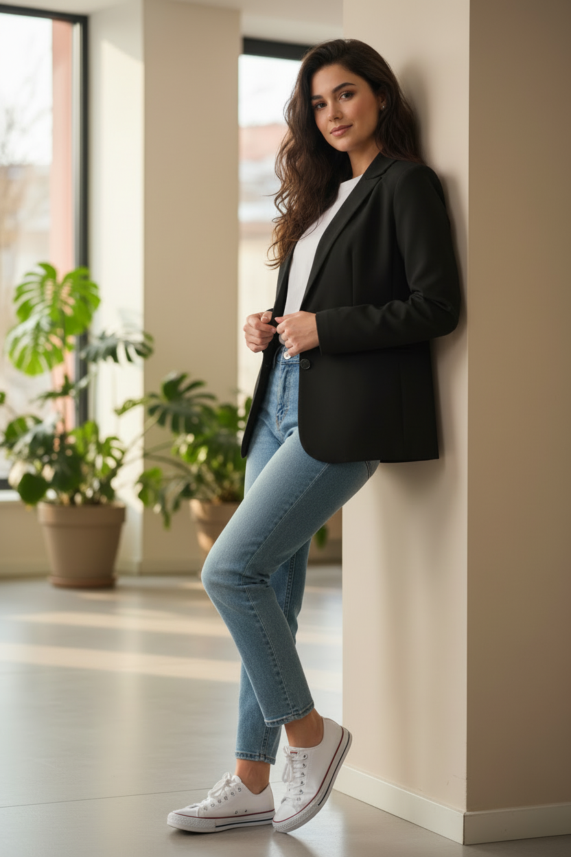 2. Blazer nero - appoggiata al muro