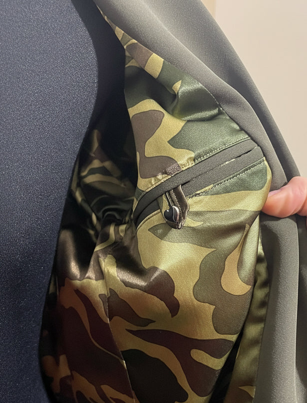 Blazer Sartoriale Verde Salvia con Fodera Camouflage