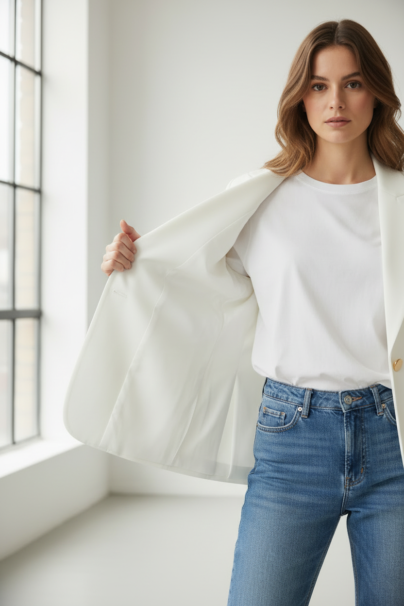 Blazer bianco - fodera bianca visibile