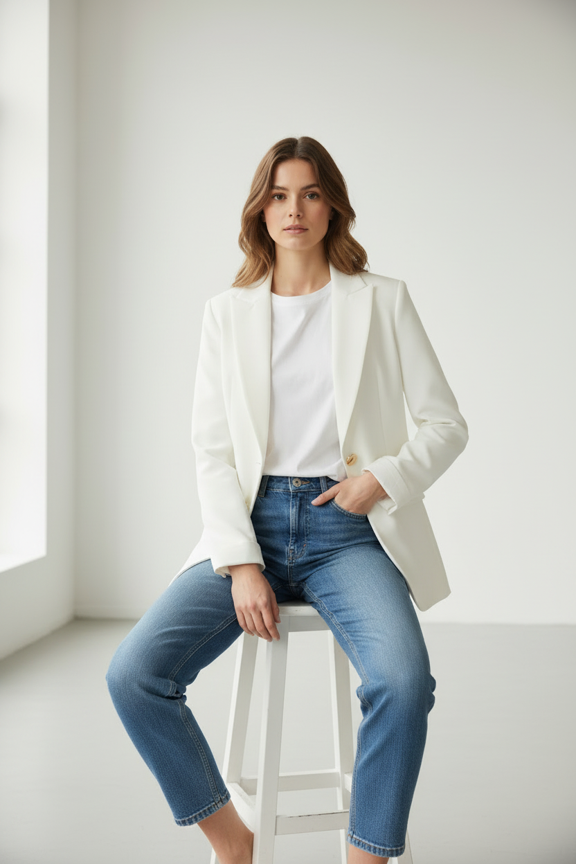Blazer bianco - posa seduta