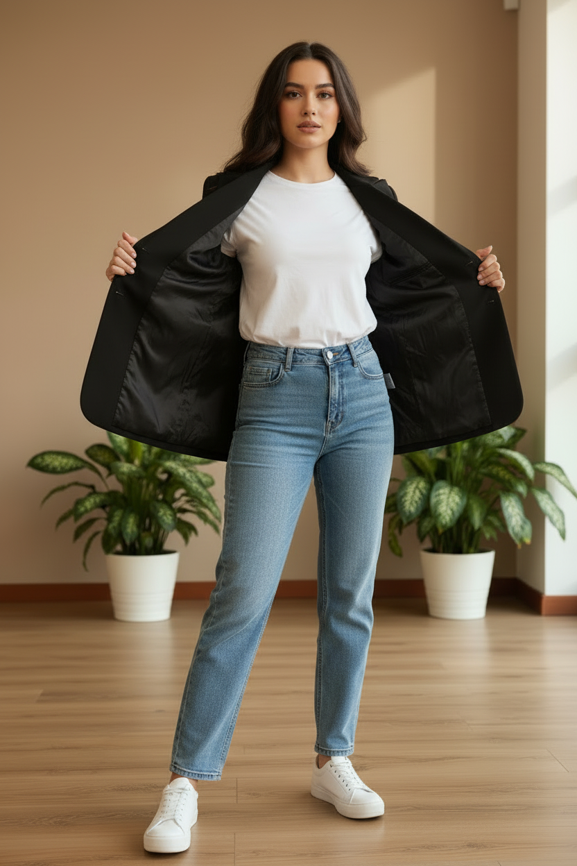 Blazer nero fodera