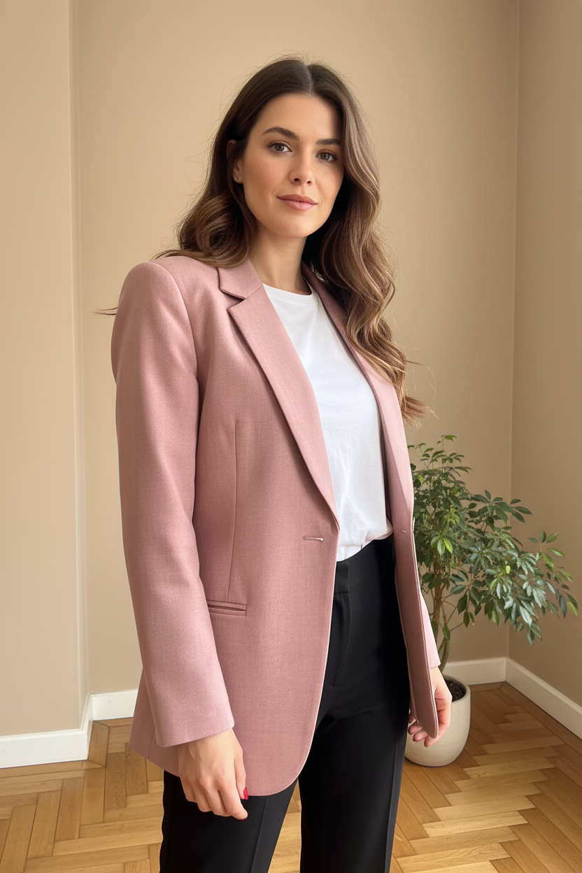 Blazer rosa - dettaglio costruzione sartoriale