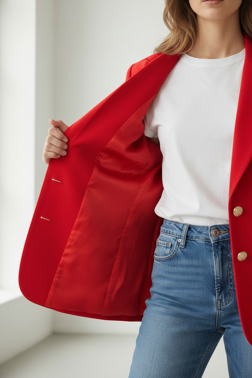Blazer rosso - fodera rossa con bottoni dorati