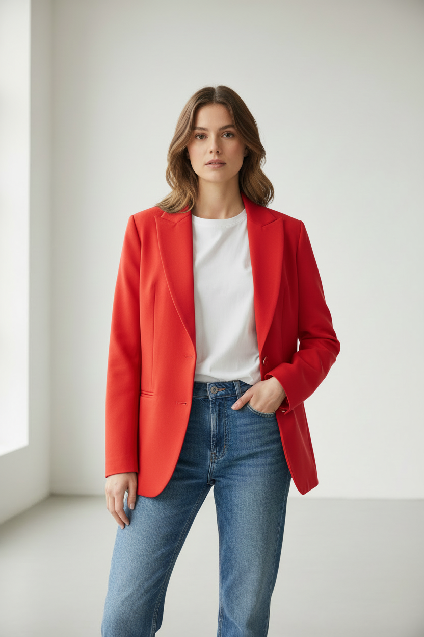 Blazer rosso monopetto - look completo