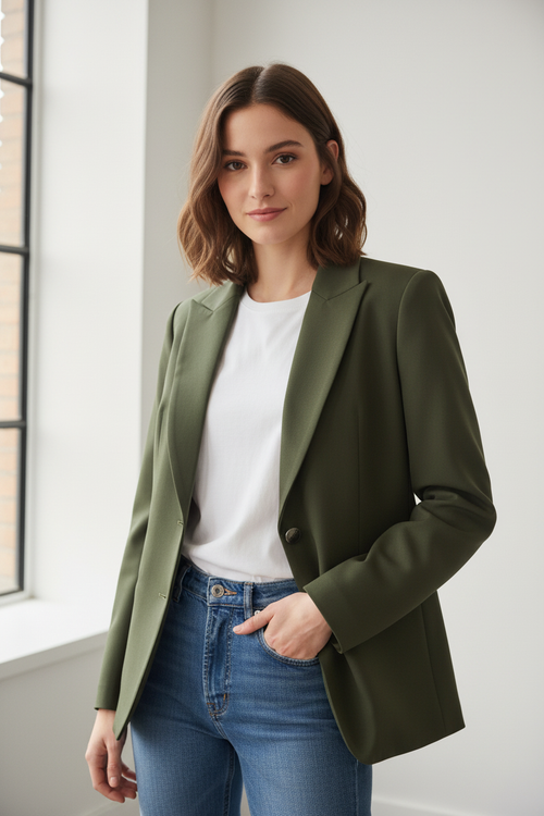 Blazer verde oliva - dettaglio upper body