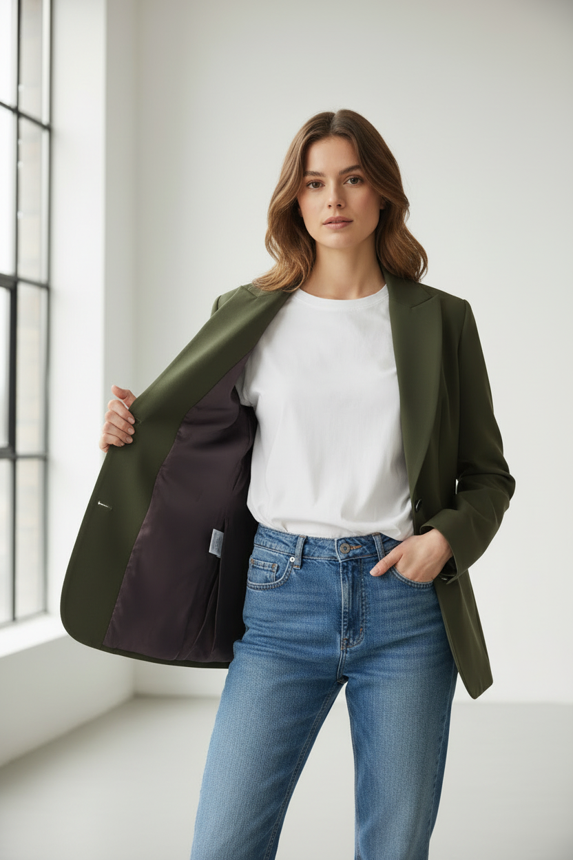 Blazer verde oliva - fodera interna aperta