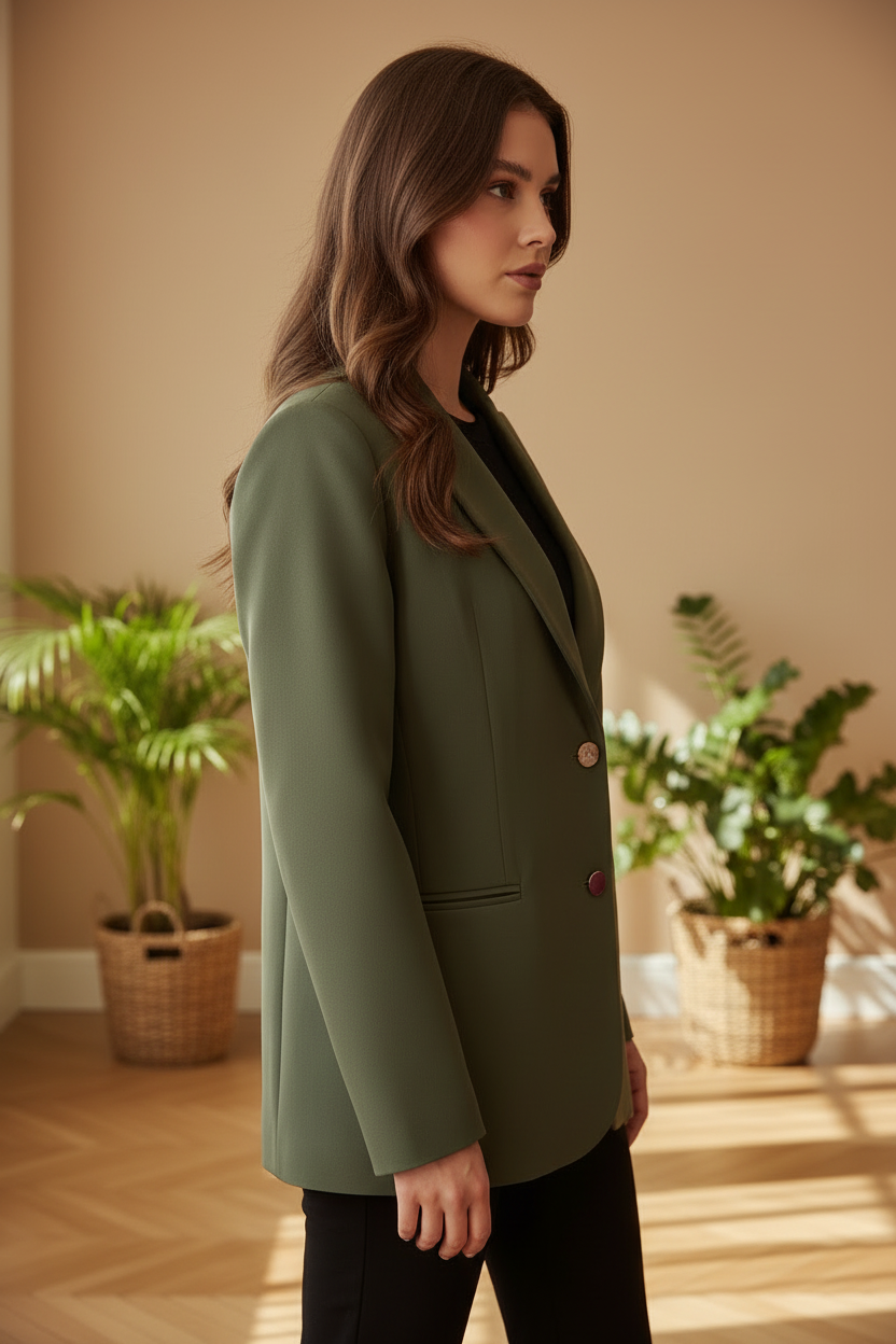 Blazer verde salvia - laterale postura elegante