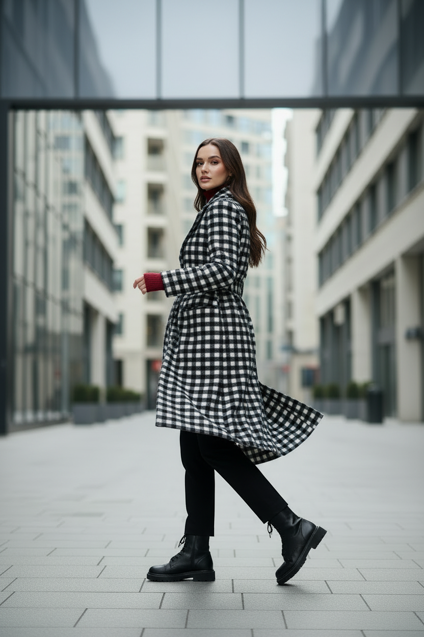 Cappotto vichy aperto - walking