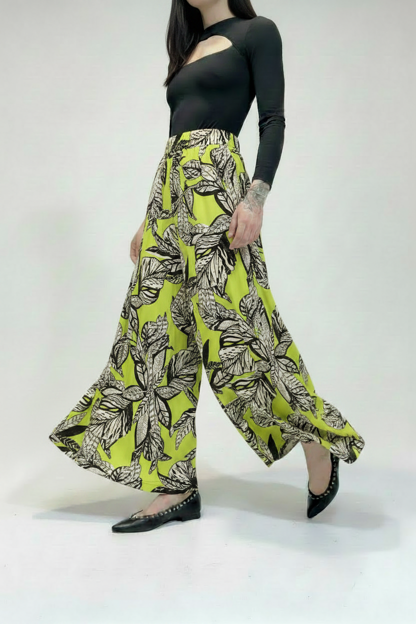 Palazzo pants stampa tropicale - vista laterale
