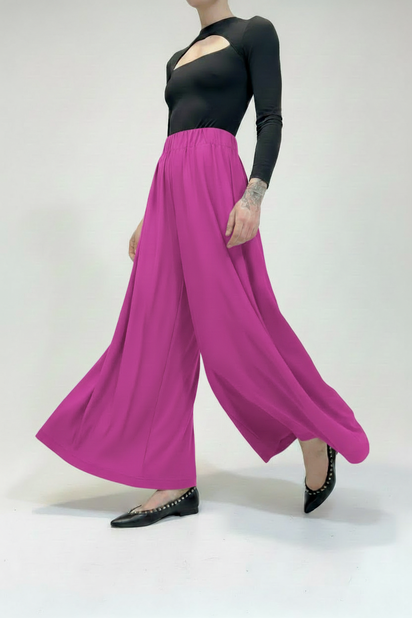 Pantaloni fucsia vista laterale