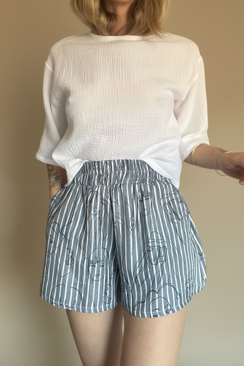 Shorts face print - sfondo studio 4