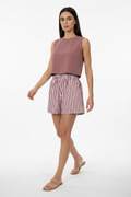 Top rosa X-back + shorts righe - Camminata v2